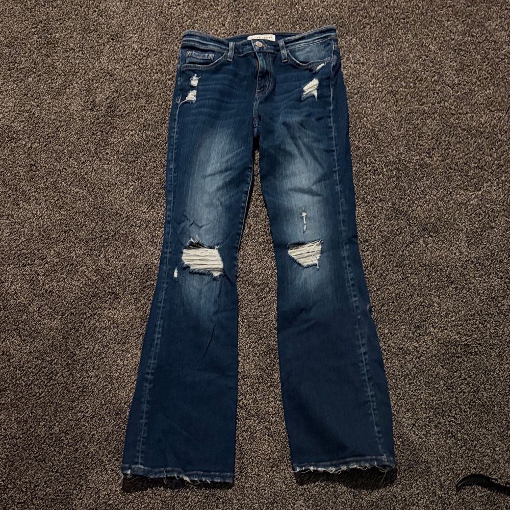 Flying Monkey Dark Blue Distressed Flare Jeans